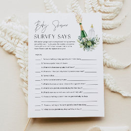 Invitación La encuesta de REMY Baby Shower dice que el juego 