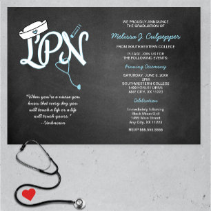 Invitación La enfermera de la graduación de LPN que fija