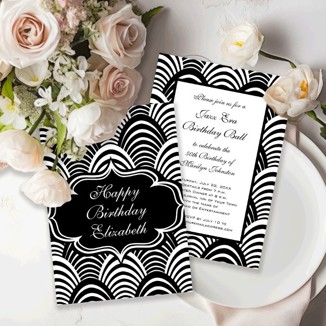 Invitación La era del Jazz moderno elegante negro y blanco de (Subido por el creador)