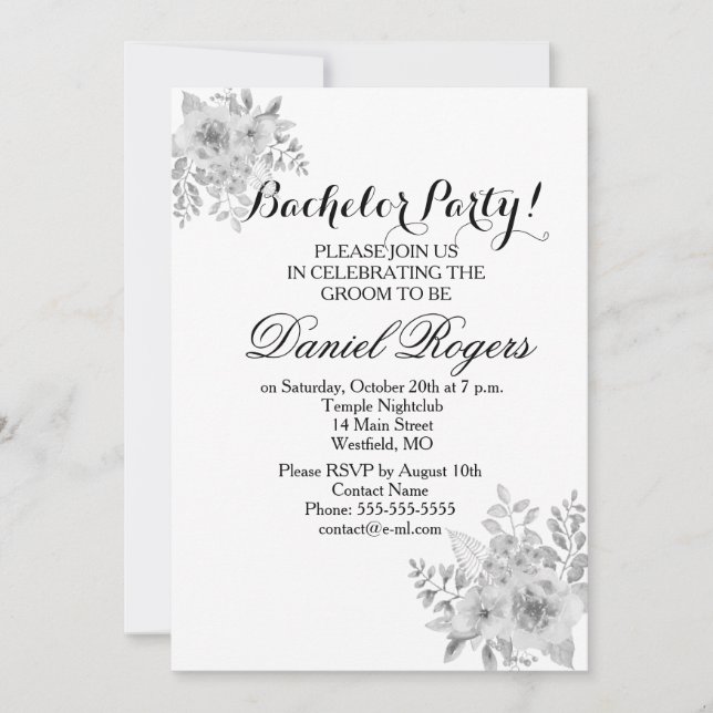 Invitación La escala gris de la fiesta de solteros morados y  (Anverso)