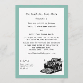 Invitación La escritora Vintage Typewriter Lesbian Boda