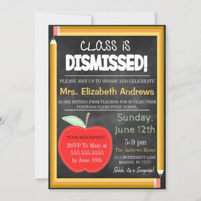 Invitación La escuela de retiro de profesores de Chalkboard e (Anverso)