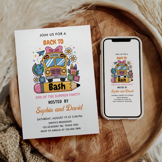 Invitación ¡La escuela está de vuelta! del primer cumpleaños  (Subido por el creador)