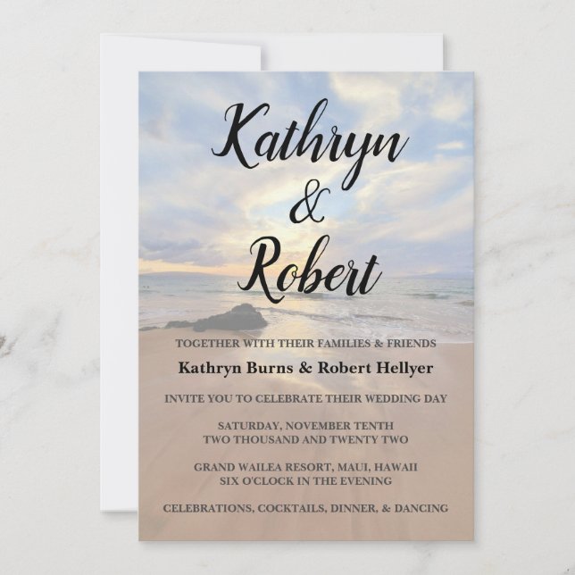 Invitación La espléndida boda de la playa de Maui (Anverso)