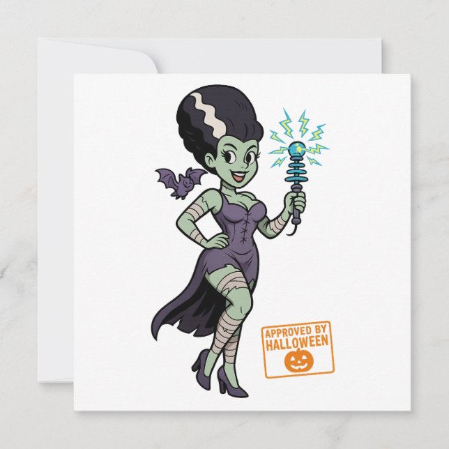 Invitación La esposa de Frankenstein caricatura (Anverso)