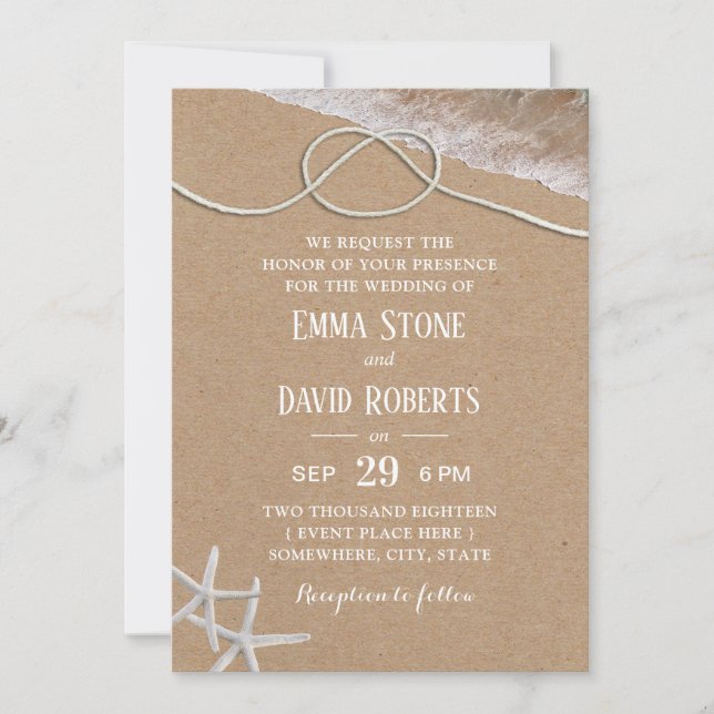 Invitación La estepa rusa atando la boda de Knot Beach (Anverso)
