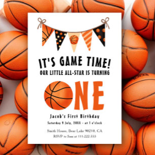 Invitación La estrella de baloncesto cumple uno Fiesta de cum