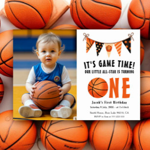 Invitación La estrella de baloncesto cumple uno Fiesta de cum