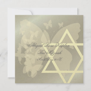 Invitación La estrella de David/Butterfiles Bat Mitzvah invit