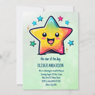 Invitación La estrella del día Tema de la estrella del cumple