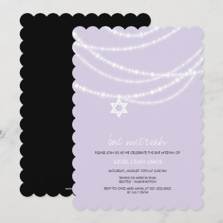Invitación La estrella púrpura de las chispas de Mitzvah del