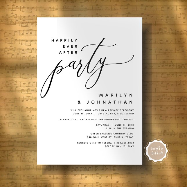 Invitación La Evolución Moderna De Los Bodas Es Afortunada De (Modern Romantic Wedding Elopement Happily Ever After Dinner Party Invitation Card, Digital Download)