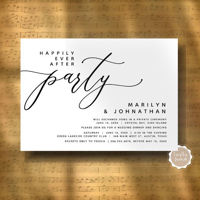 Invitación La Evolución Moderna De Los Bodas Es Afortunada De (Modern Romantic Wedding Elopement Happily Ever After Dinner Party Invitation Card, Digital Download)