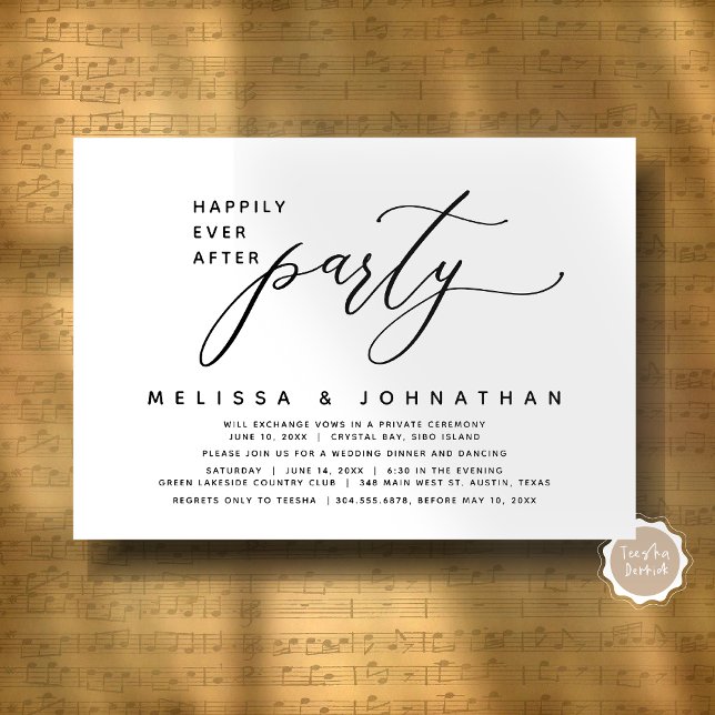 Invitación La Evolución Moderna De Los Bodas Es Afortunada De (Modern Romantic Wedding Elopement Happily Ever After Dinner Party Invitation Card, Digital Download)