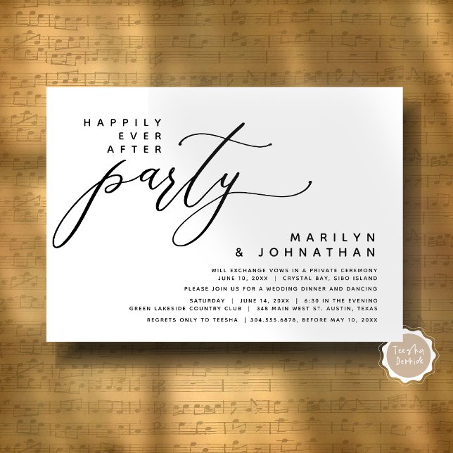 Invitación La Evolución Moderna De Los Bodas Es Afortunada De (Modern Romantic Wedding Elopement Happily Ever After Dinner Party Invitation Card, Digital Download)