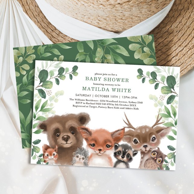 Invitación La exuberante vegetación forestal Baby Shower Wood (Subido por el creador)
