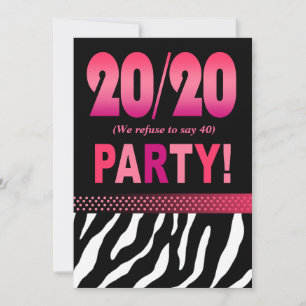 Invitación La fabulosa fiesta de cumpleaños 20/20 cebra de Ju