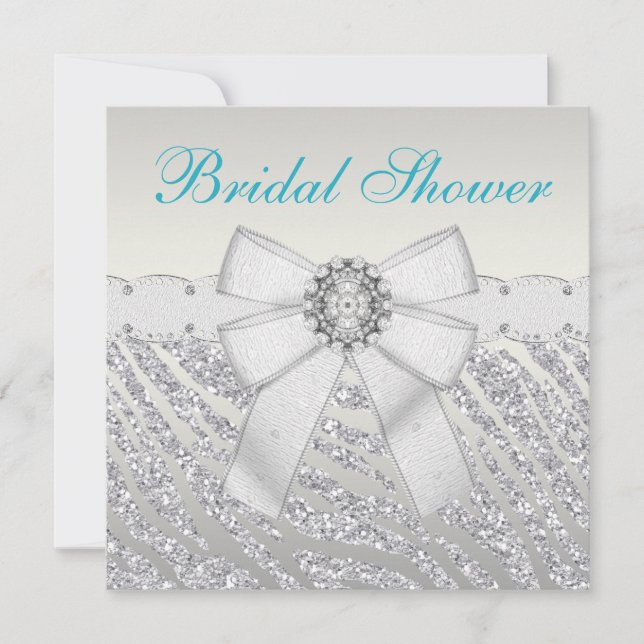 Invitación La falsa cebra de plata del purpurina raya la (Anverso)