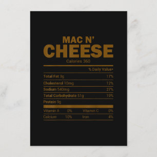Invitación La familia de datos de la nutrición del queso Mac
