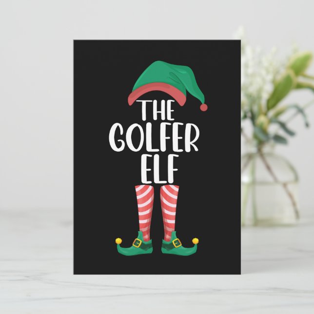 Invitación La familia de golf Golfer Elf Navidades (Anverso de pie)