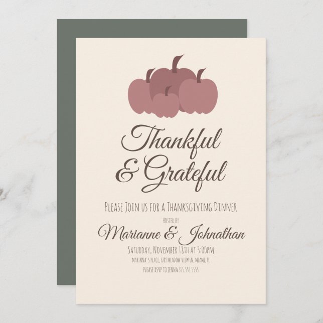 Invitación La familia de la cena de gracias por las calabazas (Anverso / Reverso)