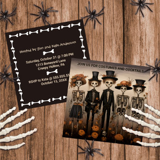 Invitación La familia de Skeleton feliz Halloween