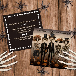 Invitación La familia de Skeleton feliz Halloween