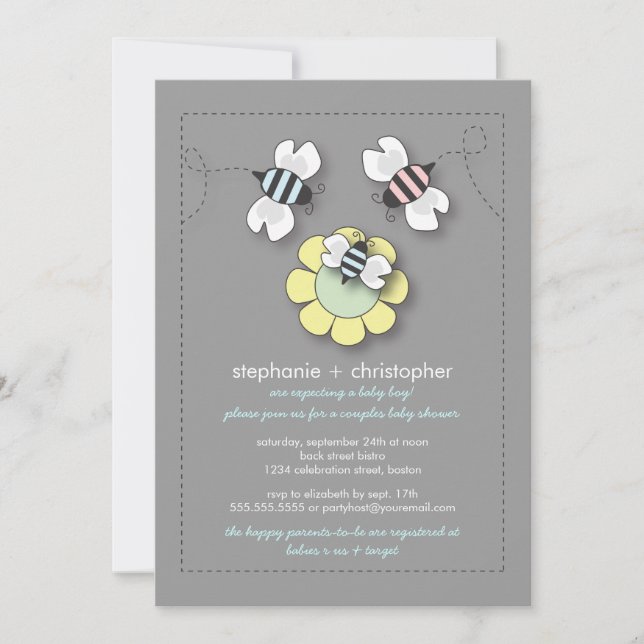 Invitación La familia feliz de la abeja junta Baby Shower (Anverso)
