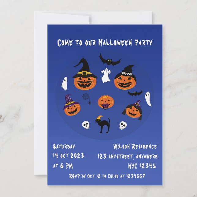 Invitación La familia Jack O Lantern alardeó Halloween (Anverso)