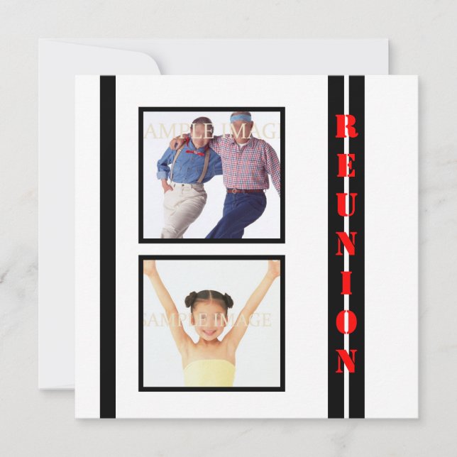 Invitación La familia negra blanca de la reunión PERSONALIZA (Anverso)