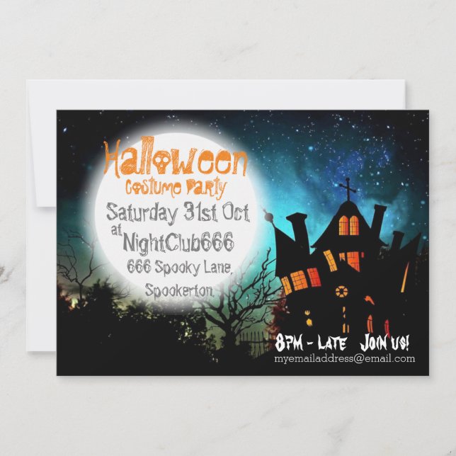 Invitación La fantasmagórica casa de Halloween (Anverso)