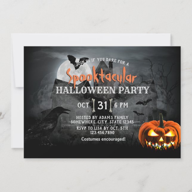 Invitación La fantasmagórica fiesta de Halloween en casa (Anverso)