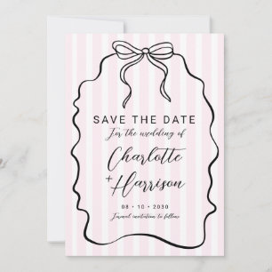 Invitación La fantástica boda de Pinstripe Bow Ahorra La Fech