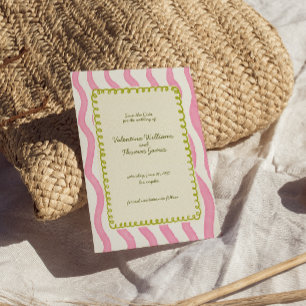 Invitación La fantástica boda rosa y verde salva la fecha