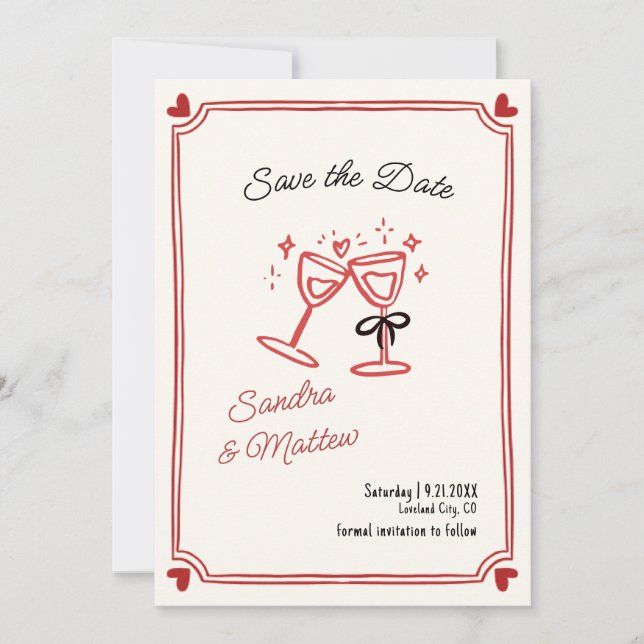 Invitación La fantástica mano de la boda para salvar la fecha (Anverso)