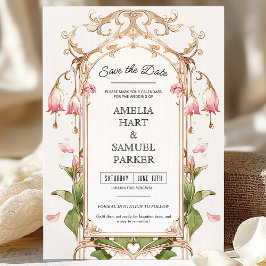 Invitación La fascinante floral rosa y dorada de Rubor salva