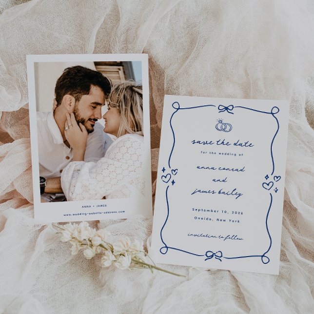 Invitación La fascinante foto del Boda azul Save the Date (Subido por el creador)