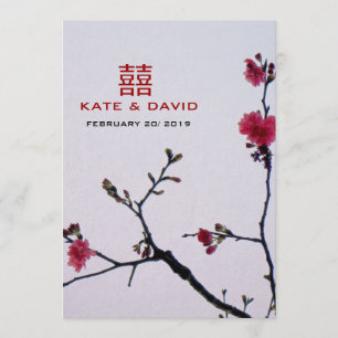 Invitación La felicidad doble de primavera/sakura oriental