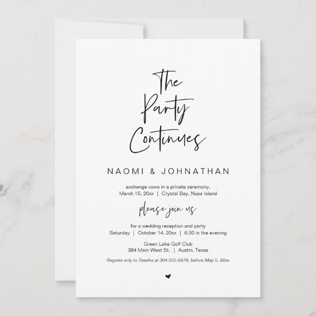 Invitación La Fiesta Continúa, Negro, Huida de Boda (Anverso)