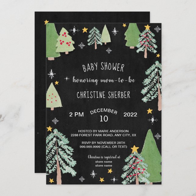 Invitación La fiesta de bienvenida al bebé del invierno de la (Anverso / Reverso)