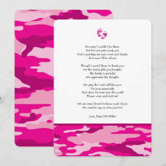 Invitación La fiesta de bienvenida al bebé rosada de Camo le
