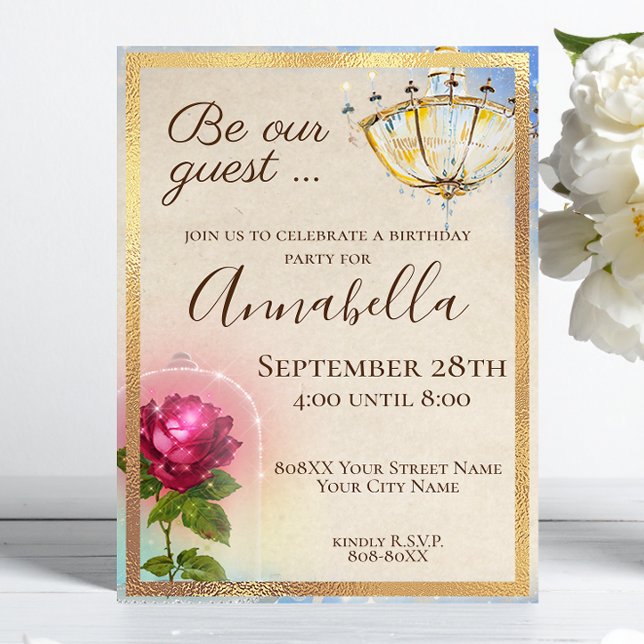 Invitación La fiesta de cuento de hadas encantado de La Bella (Subido por el creador)