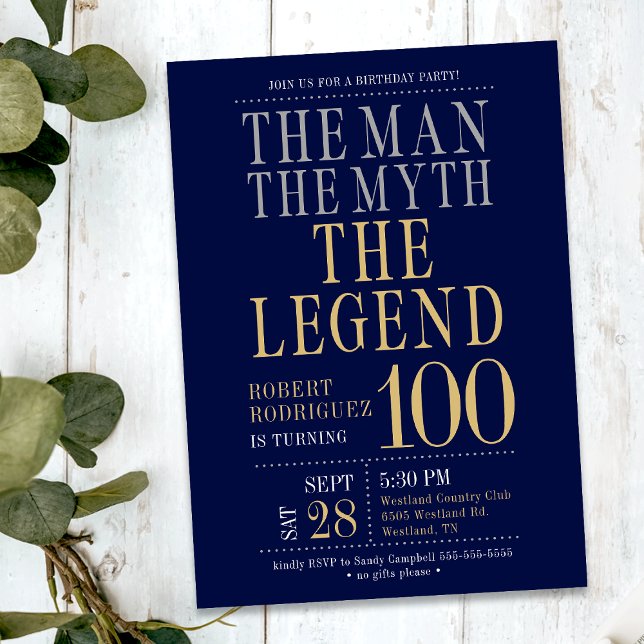 Invitación La Fiesta de Cumpleaños 100 de El Hombre El Mito L (Subido por el creador)