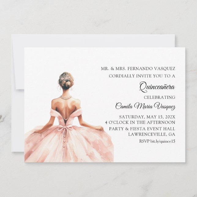 Invitación La fiesta de cumpleaños 15 de la princesa española (Anverso)