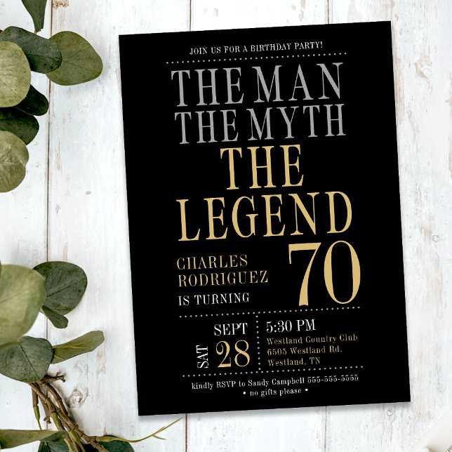 Invitación La Fiesta de Cumpleaños 70 de El Hombre El Mito La (Subido por el creador)