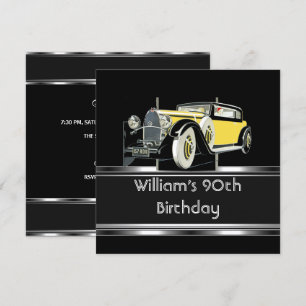 Invitación La fiesta de cumpleaños 90 del hombre Coche negro 