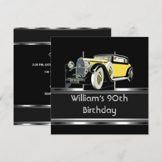 Invitación La fiesta de cumpleaños 90 del hombre Coche negro 