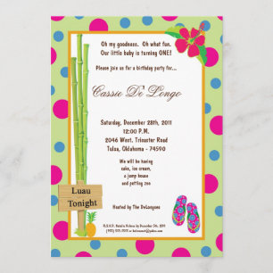 Invitación la fiesta de cumpleaños de 5x7 Luau invita