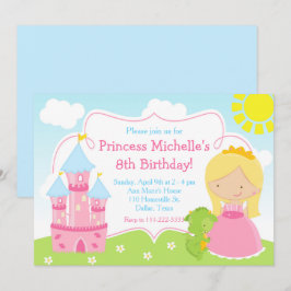Invitación La fiesta de cumpleaños de Blonde Cute Princess y 