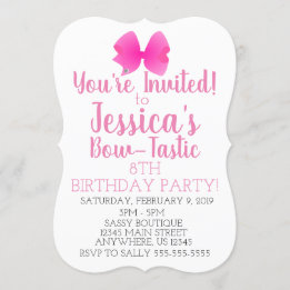 Invitación La fiesta de cumpleaños de Bow-Tastic, una chica r